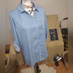 TOOFAN LARGE Blue shirt with adjustable sleeves